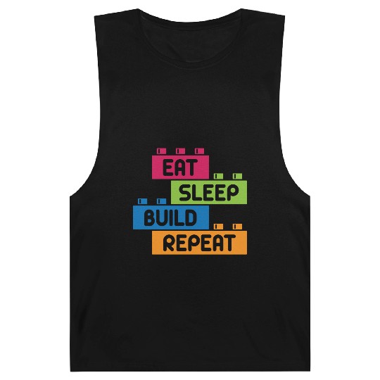 Funny Quote Retro Eat Sleep Build Toy Brick Barnard Tanks