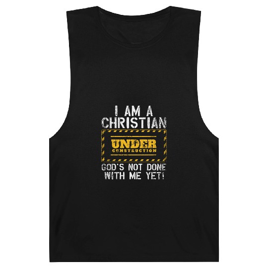 Funny Christian Under Construction Gift Catholic Barnard Tanks