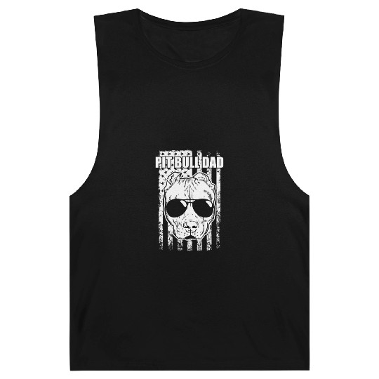 Pit Bull Dad Dog with cool Glasses Pet Barnard Tanks