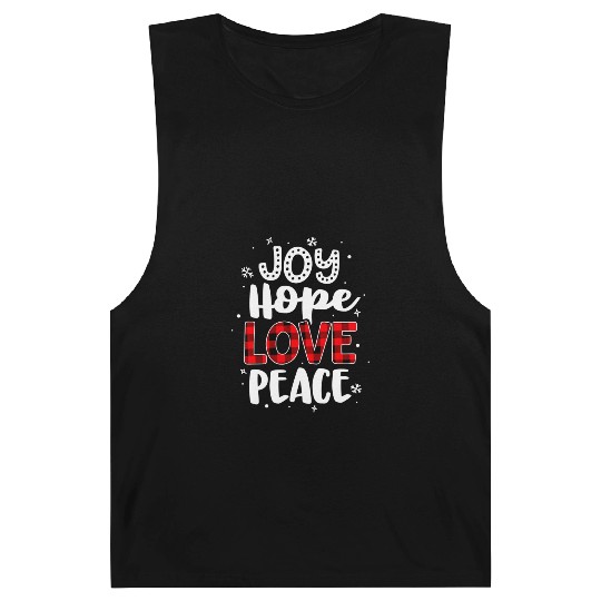 Joy Hope Love Peace Red Buffalo Plaid Christmas Barnard Tanks