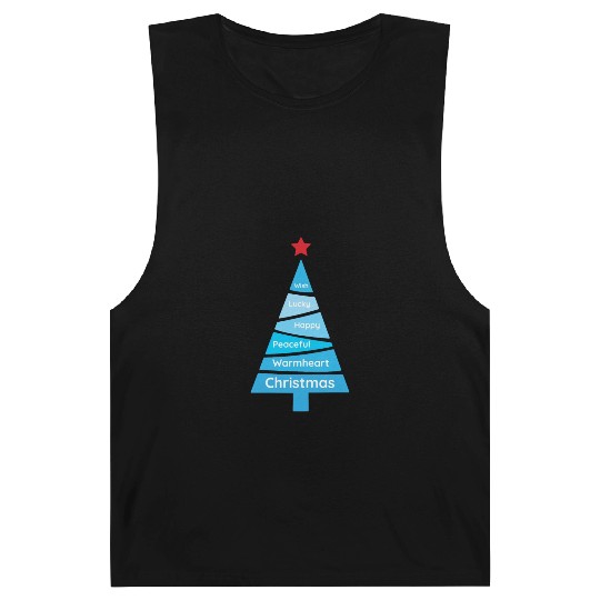 Minimalist Light Blue Christmas Pine Barnard Tanks
