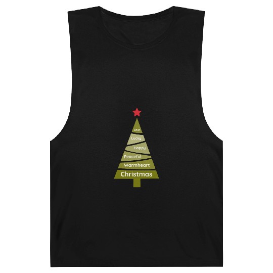 Minimalist Lime Green Christmas Pine Barnard Tanks