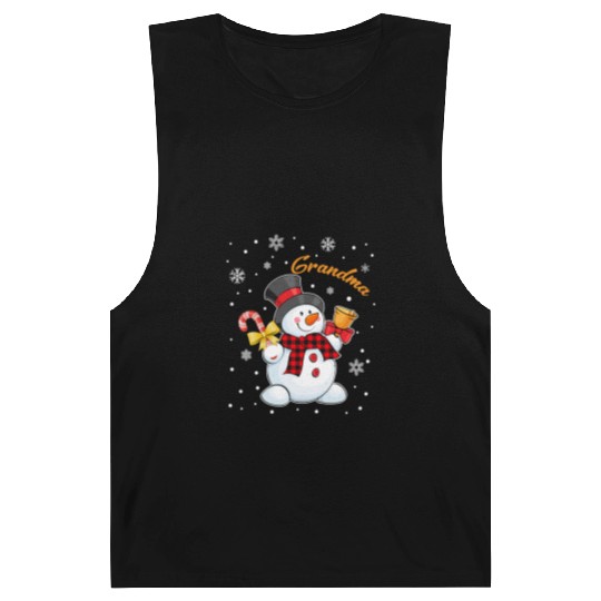 Grandma Snowman Candy Cane Christmas Red Plaid Barnard Tanks