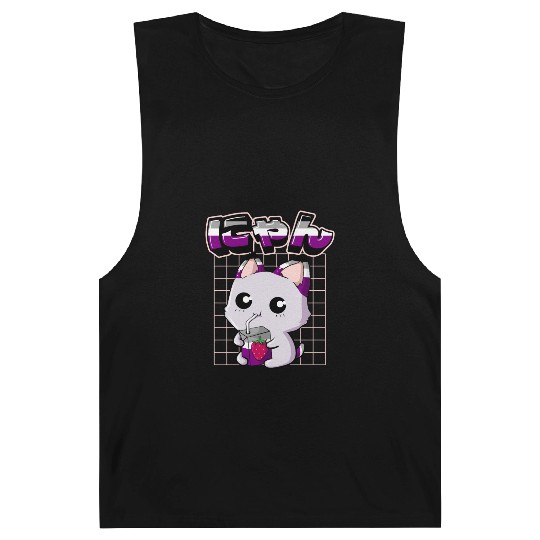 Asexual Pride Kawaii Cat Strawberry Milk Asexual F Barnard Tanks