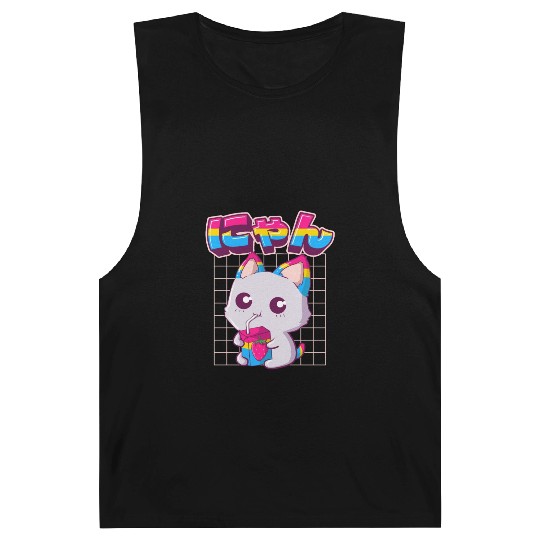 Pansexual Pride Kawaii Cat Strawberry Milk Pansexu Barnard Tanks