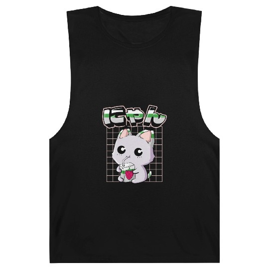 Demiromantic Pride Kawaii Cat Strawberry Milk Barnard Tanks