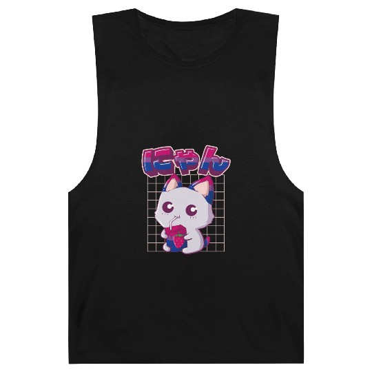 Bisexual Pride Bi Kawaii Cat Strawberry Milk Bisex Barnard Tanks