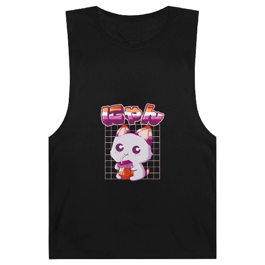 Lesbian Pride Gay Kawaii Cat Strawberry Milk Lesbi Barnard Tanks