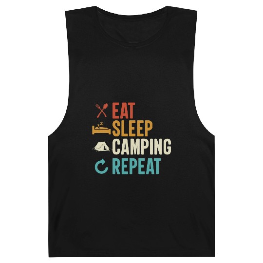Eat Sleep Camping Repeat Camp Funny Barnard Tanks