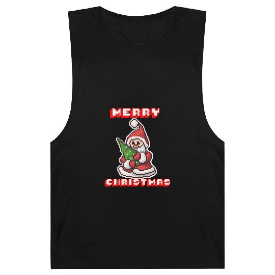 Merry Christmas I Xmas I 8 Bit Pixelated Santa Barnard Tanks