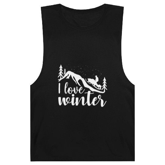 I Love Winter, Snow, Cold And Snowman Barnard Tanks