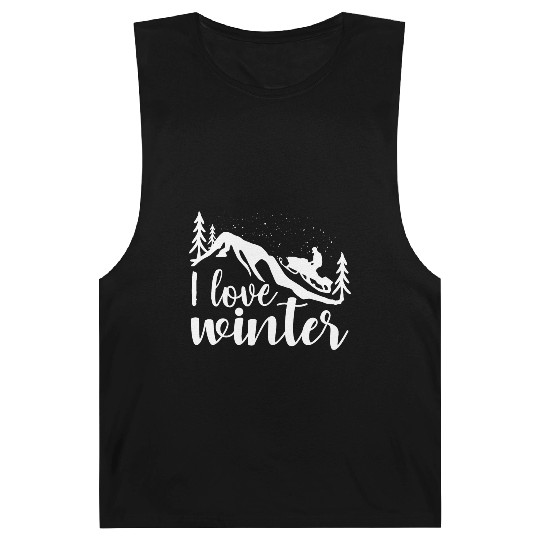 I Love Winter, Snow, Cold And Snowman Barnard Tanks