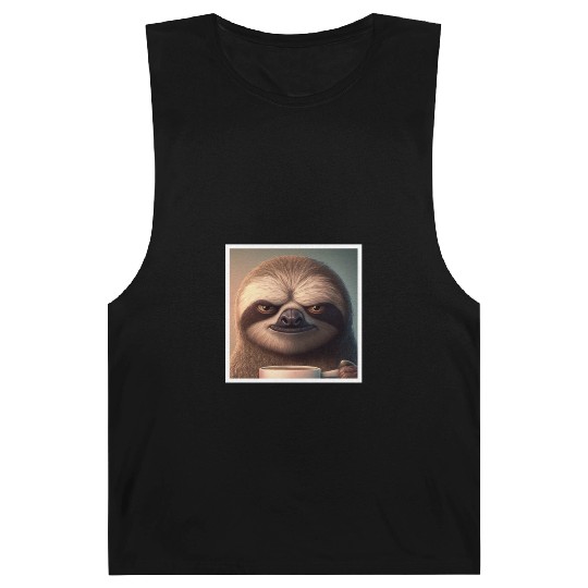 3d Sloth grumpy Coffee I hate people good morning Barnard Tanks