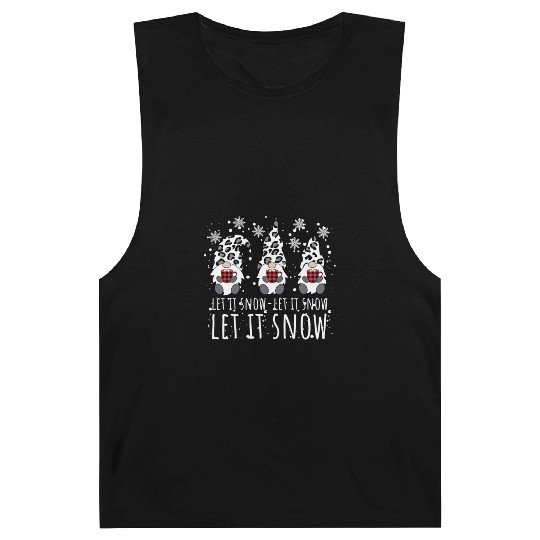 LET IT SNOW Winter Gnome Leopard Buffalo Plaid Barnard Tanks