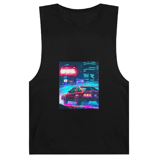 Vaporwave Car Synthwave City Barnard Tanks