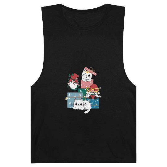 cute gnome and kitty cats on present gift box Barnard Tanks