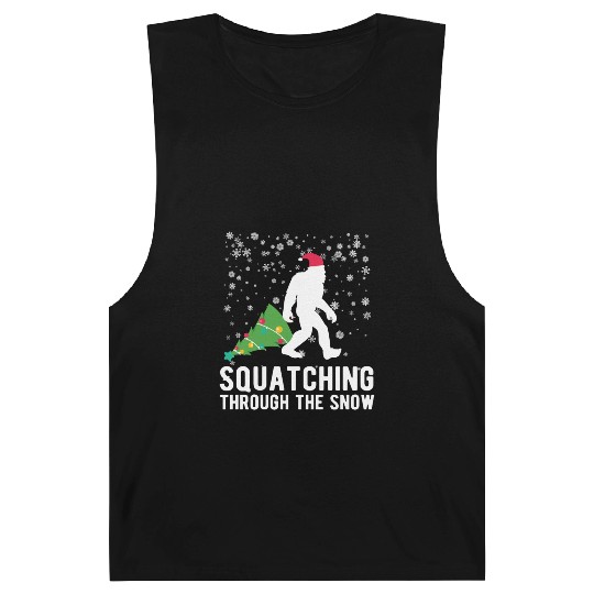 Christmas Bigfoot Squatching In The Snow Funny Barnard Tanks