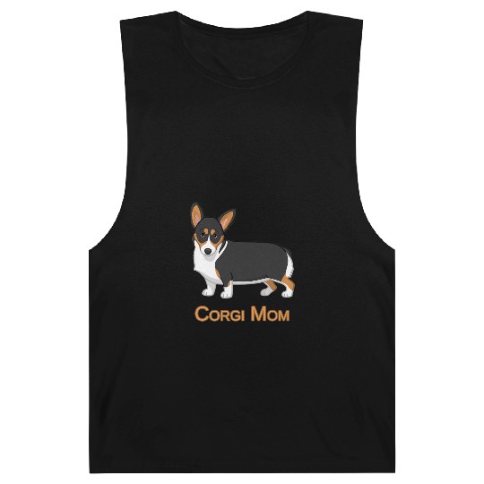 Black Tricolor Cute Pembroke Corgi Mom Dog Lover Barnard Tanks
