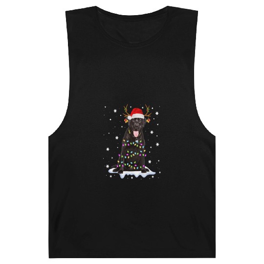 Black Lab Labrador Christmas Tree Light Pajama Dog Barnard Tanks