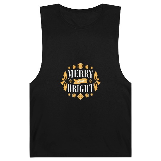 Merry And Bright Snowflakes Mistletoe Xmas Holiday Barnard Tanks
