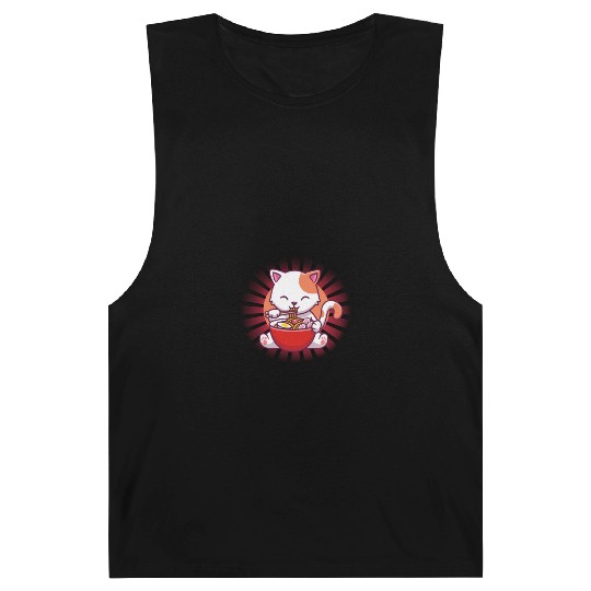 Cat Eating Ramen Barnard Tanks