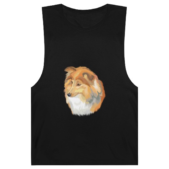 Cute Sheltie Dog Watercolor Painting Barnard Tanks
