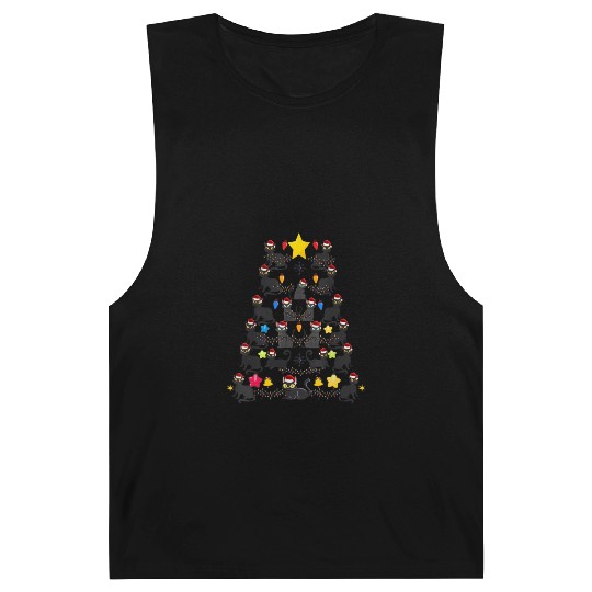 Black Cat christmas light funny cat lover Barnard Tanks