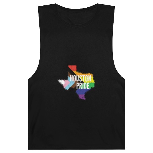 Houston Pride Gay Lesbian Queer Texas Rainbow Flag Barnard Tanks