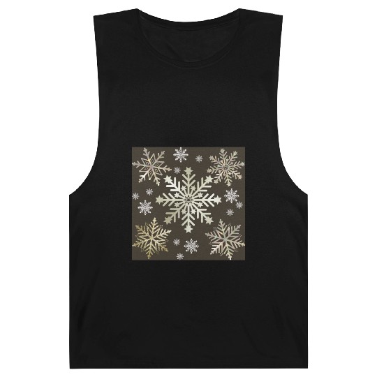 Beige Snowflakes Christmas Pattern Barnard Tanks