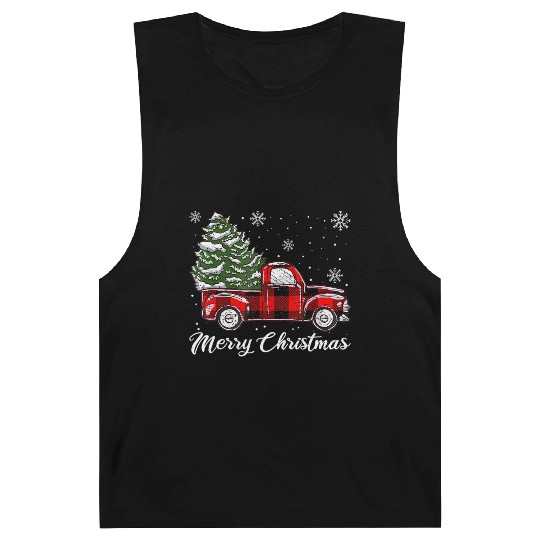 Xmas Tree Red Truck Pajama Buffalo Plaid Truck Barnard Tanks