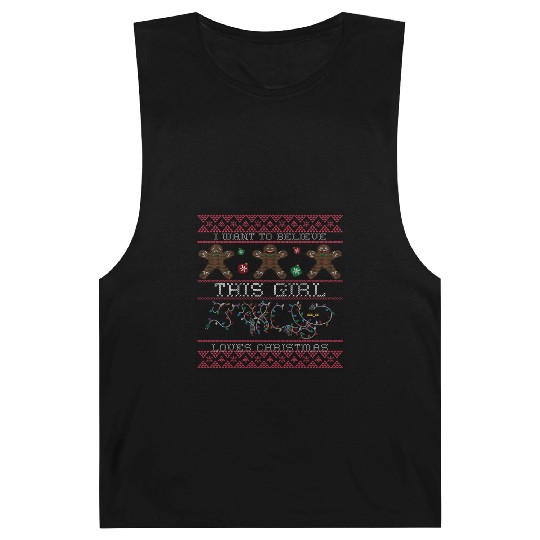 i want to believe this girl loves christmas Saint Barnard Tanks