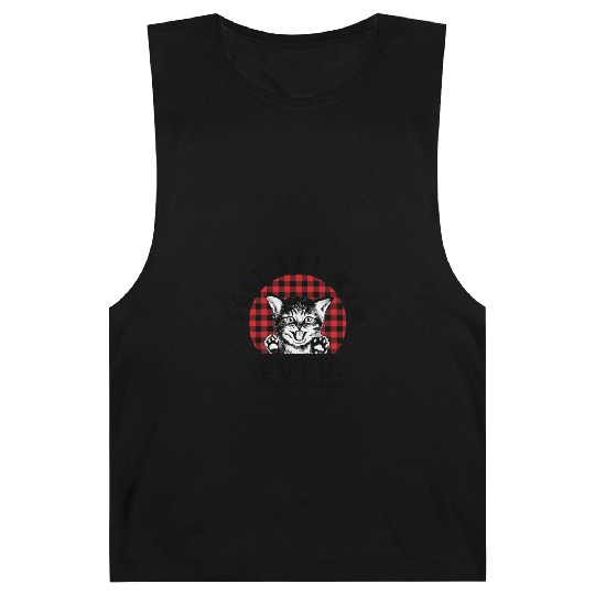 Best Cat Mom Ever Buffalo Plaid Check Barnard Tanks