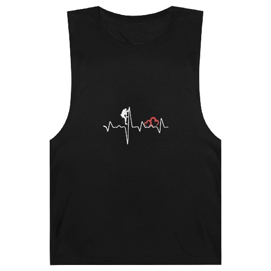 Rock Climbing EKG Heartbeat Love Mountain Climber Barnard Tanks