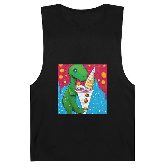happy dinosaur love ice cream Barnard Tanks