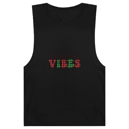 Christmas Vibes Buffalo Plaid Retro Christmas Barnard Tanks