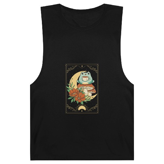 Cottagecore Aesthetic Tarot Card Frog Sipping Tea Barnard Tanks