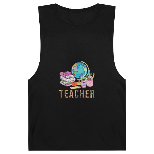 Cute Teacher Leopard Print Globe First Day of Barnard Tanks