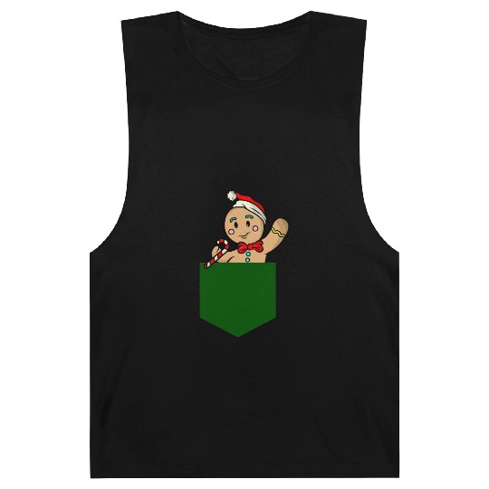 Christmas gingerbread man in breast pocket gift Barnard Tanks