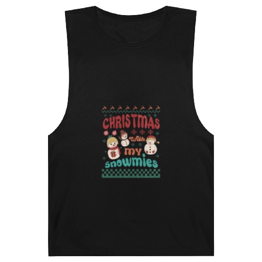 Xmas Christmas With My Snowmies Snowman Deer Barnard Tanks