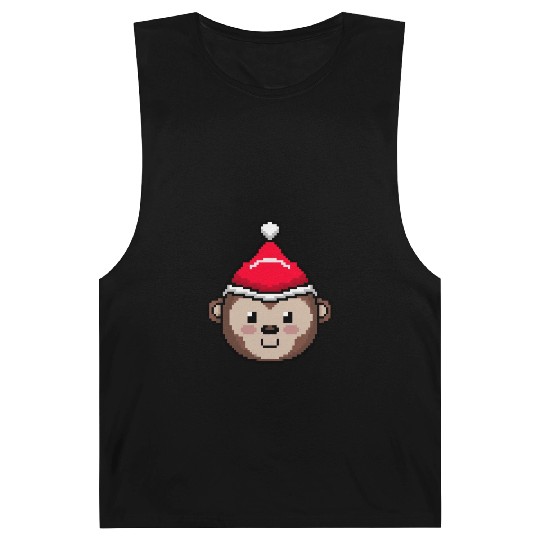 Monkey Pixelated Christmas - Funny Monkey Xmas Barnard Tanks