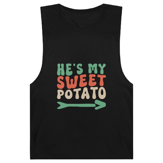 Groovy He's My Sweet Potato Couple's Matching Barnard Tanks