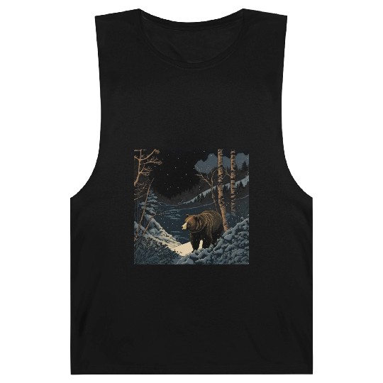 Ukiyo bear in forest landscape at night winter Barnard Tanks