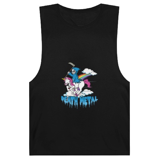 Grim Unicorn Rainbow Metal Music Lover Guitarist Barnard Tanks