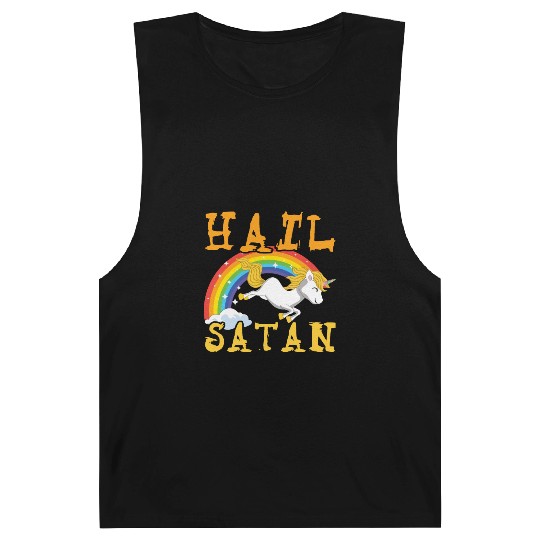 Hail Satan Unicorn Rainbow Metal Music Lover Rock Barnard Tanks