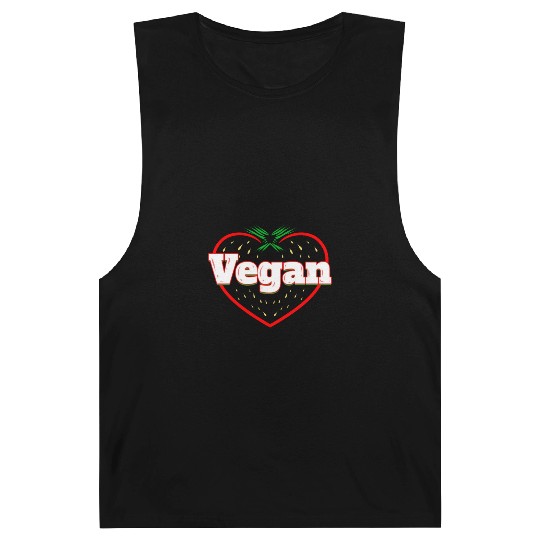 Strawberry Logo For Vegetarians - Go Vegan Barnard Tanks
