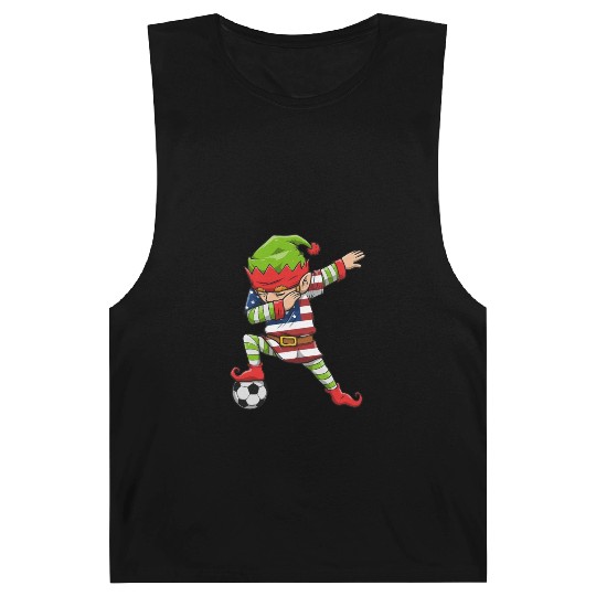 Soccer Boy Dabbing Elf Squad Christmas Jersey Barnard Tanks