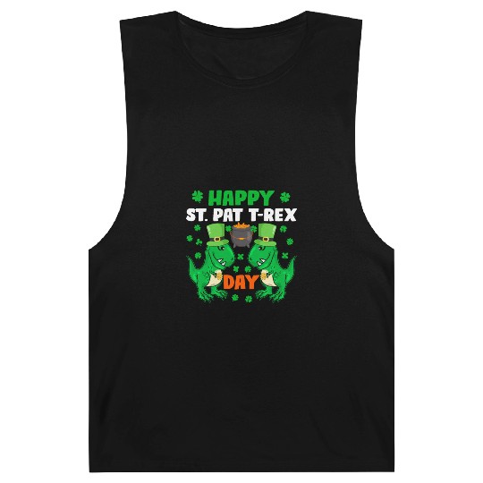 Happy St. Pat T-rex Day Cute St. Patrick's Pun Kid Barnard Tanks