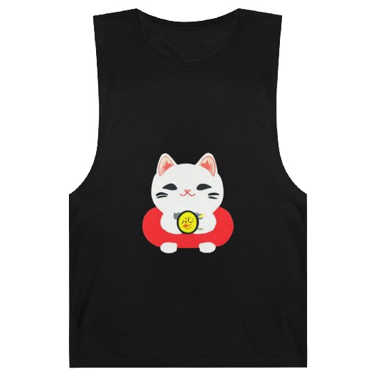 Kawaii Maneki Neko Cat Illustration Barnard Tanks