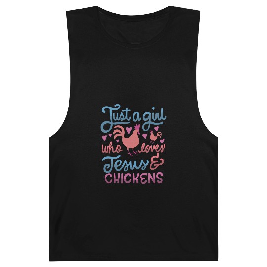 Just A Girl Who Loves Jesus And Chickens Farmer Barnard Tanks
