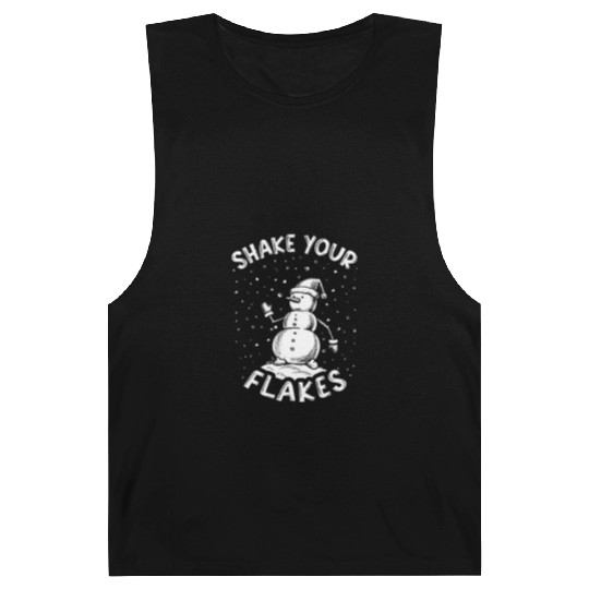 Shake your Flakes Funny Snowman Winter Vintage Barnard Tanks